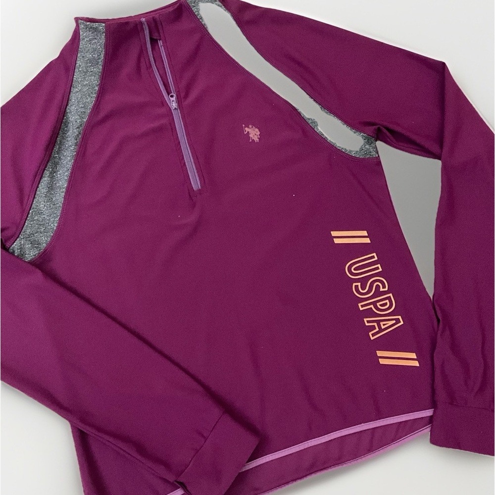 Ladies U.S. Polo Assn. USPA‎ Workout Spandex Purple Long Sleeve Shirt Size L